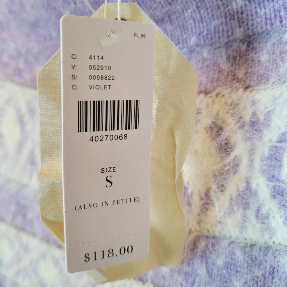 Sleeping on Snow Womens Fair Isle Knit Wool Eyelash Sweater Size Small Purple - Picture 2 of 11